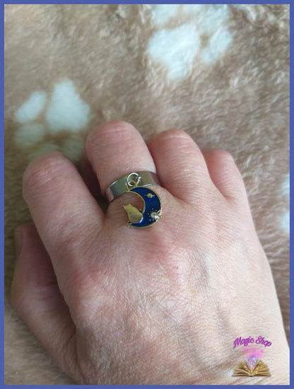 CHARME / Bague ajustable en acier inox. avec breloque(métal)au choix